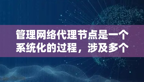 管理网络代理节点是一个系统化的过程，涉及多个步骤和考量因素。以下是详细的步骤指南，帮助您有效地管理网络代理节点